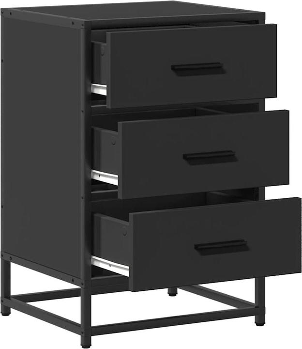 Actual product image VidaXL Bedside table black 40x34.5x60 cm wood-based material and metal bedside cabinet