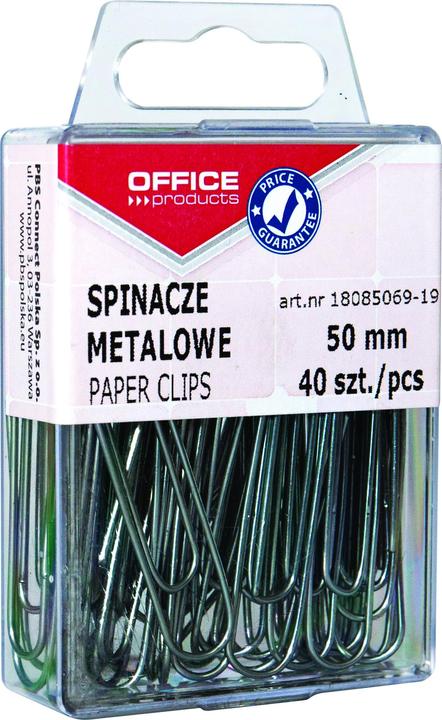 Image du produit Office Products Trombones métalliques, lisses, 50 mm, en carton, 40 pièces, argentés (40 x)