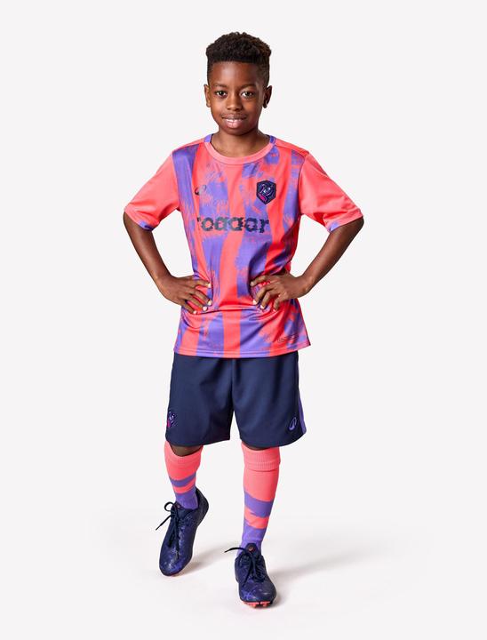 Actual product image Kipsta Kinder Fussball Shorts - Viralto Kids blau/lila Streifen (8, 9, 10)