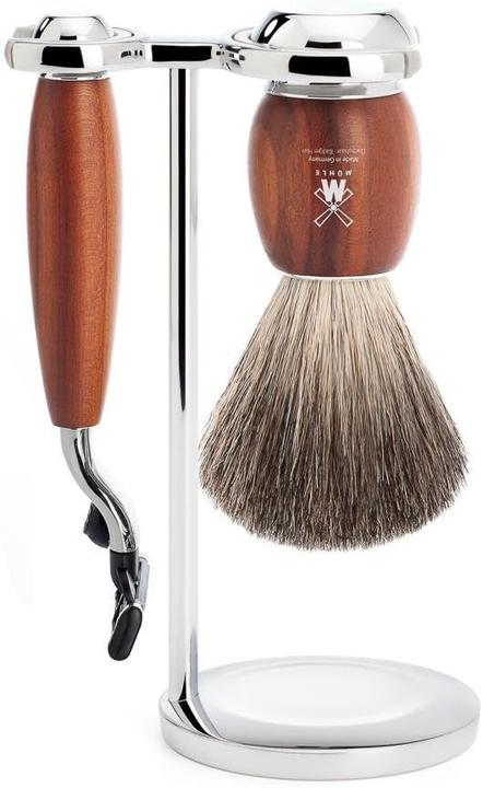 Immagine prodotto Mühle Set da barba, 3 pezzi, pennello da barba con puro pelo di tasso, rasoio a 3 lame