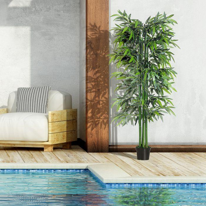 Produktbild Swisshandel24 Künstliche Pflanze, 180 cm Kunstpflanze, Künstlicher Bambusbaum, Kunstbaum mit Übertopf, Zimmerpflan (180 cm)