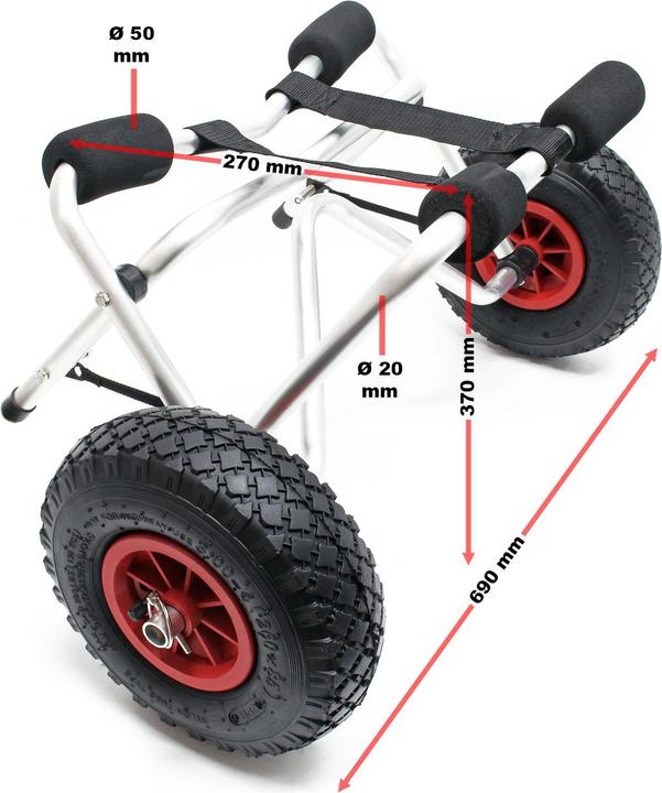 Actual product image Wiltec Kayak Canoe trolley cart carrier aluminium folding max 68kg (1 pers.)
