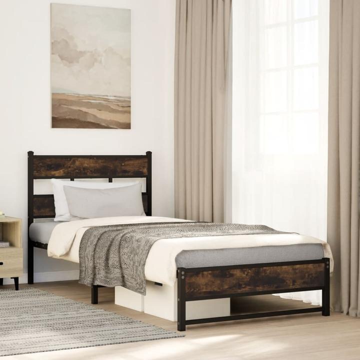 Produktbild VidaXL Metallbett Bett Lattenrost Einzelbett Bettgestell ohne Matratze 107x203cm (107 x 203 cm)