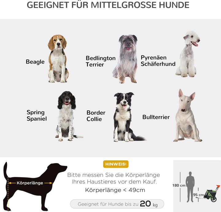 Produktbild PawHut Hundeanhänger Oxfordstoff, Aluminium Grün