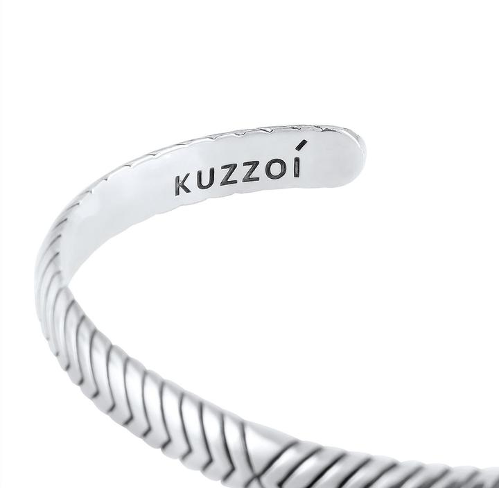 Actual product image Kuzzoi Bracelet Men's Bangle Oxidised Open Basic 925 Silver (19 cm, 925 sterling silver)
