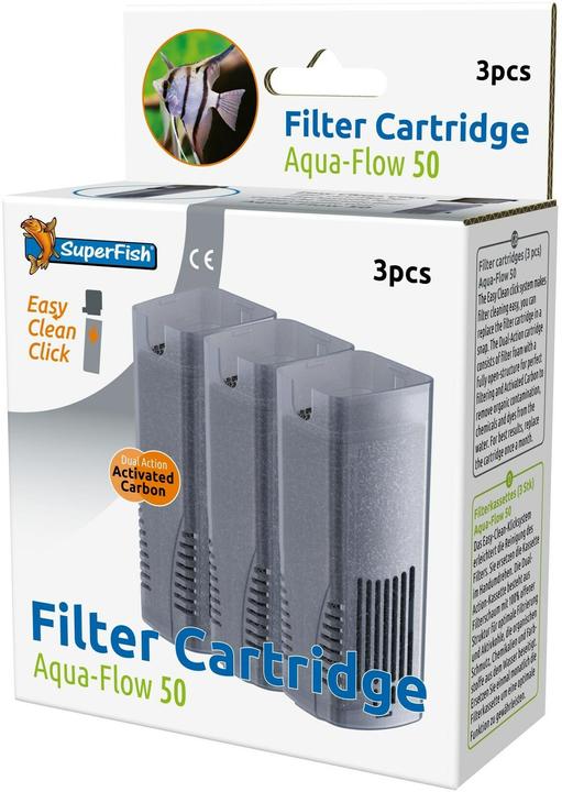 SuperFish Cassette de rechange pour Aquaflow 50, 3 pièces, type de produit (Filtres internes)