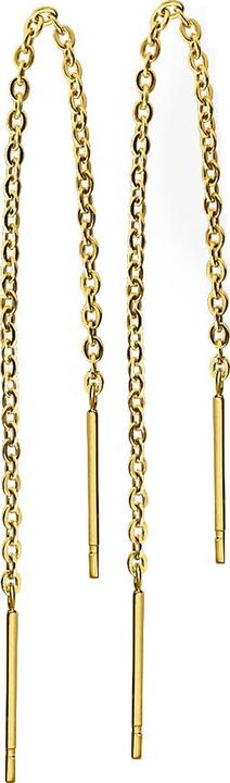 Actual product image Star Piercing Stud Earrings with Free Falling Chain Gold Plated (without brass, Surgical steel 316L)