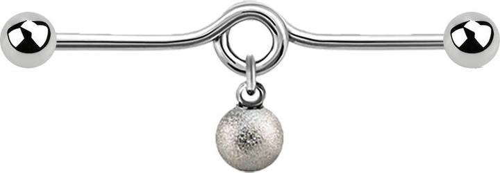 Produktbild Star Piercing Barbell silber Schleife mit zwei Kugeln und Kugelanhänger gesprenkelt (ohne Messing, Chirurgenstahl 316L)