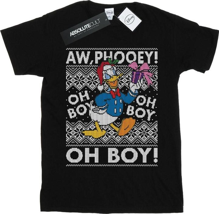 Actual product image Disney Womens/Ladies Donald Duck Christmas Fair Isle Cotton Boyfriend T-Shirt (M)