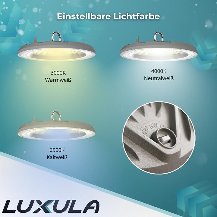Produktbild Luxula LED-Hallenleuchte LX500136, HighBay, UFO, 150W, 15000lm, CCT, IP65 (15000 lm)
