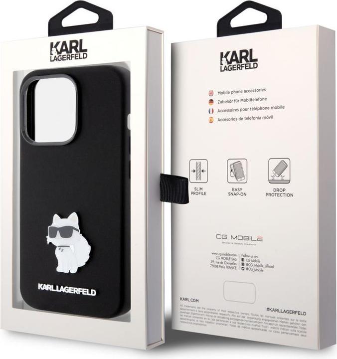 Image du produit Karl Lagerfeld KLHCP15LSMHCNPK iPhone 15 Pro 6.1" czarny/black Silicone Choupette Metal Pin (Apple iPhone 15 Pro)