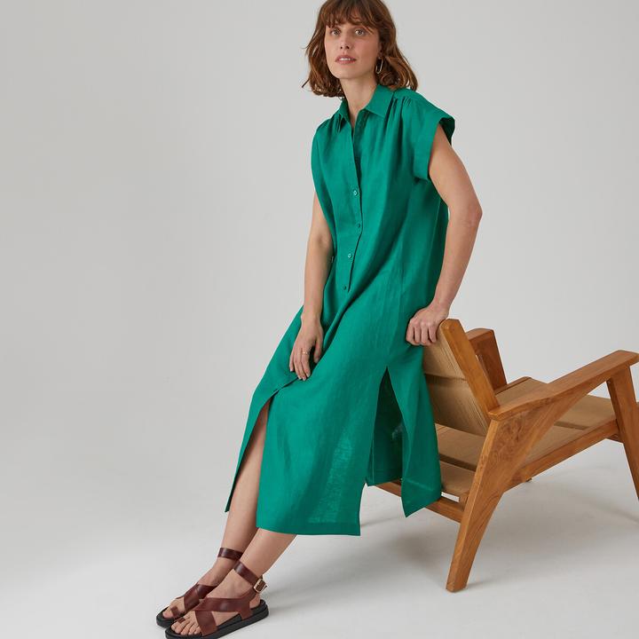 Actual product image La Redoute Collections Signature long shirt dress in linen (S)