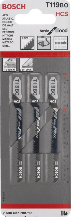 Actual product image Bosch Professional Zubehör Jigsaw blade T 119 BO Basic for Wood, pack of 3