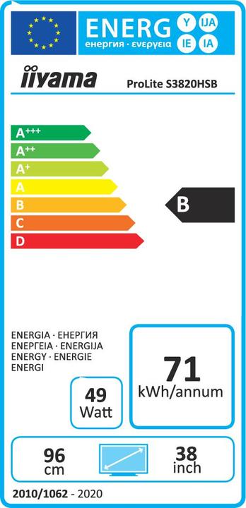 Label énergétique iiyama ProLite S2820HSB-B1 (1920 x 360 pixels, 28")