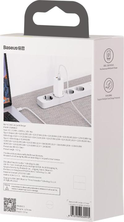 Immagine prodotto Baseus Caricabatterie rapido GaN2 LiteC+U 65W EU Bianco (65 W)