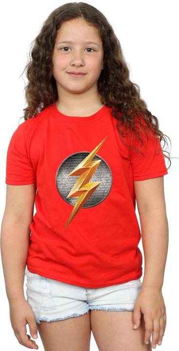 Actual product image Girls Justice League Movie Flash Emblem Cotton T-Shirt (128)