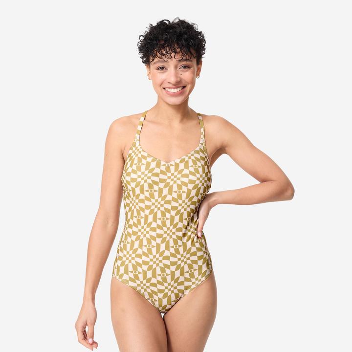 Produktbild Nabaiji Badeanzug Damen - Lila Psychodam olivgrün (XL)