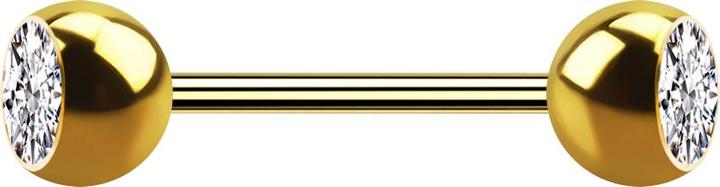 Image du produit Star Piercing Micro Barbell doré avec deux boules de cristal argenté (Acier chirurgical 316L, sans laiton)