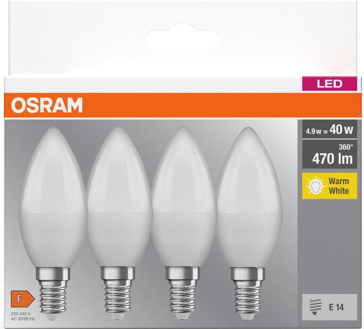 Immagine prodotto Osram Base Classic B (E14, 5.70 W, 470 lm, 4 x, F)