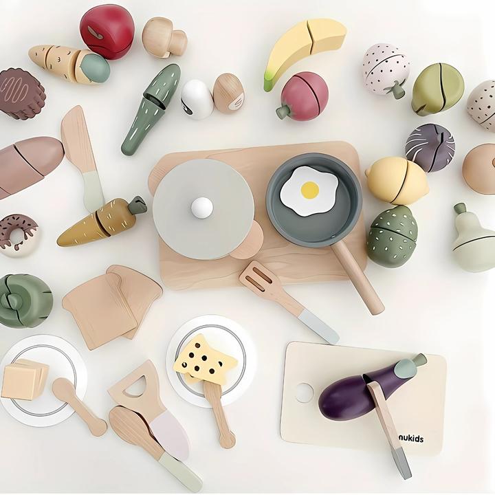 Actual product image Sebra Kitchen & food set made of wood, 48 pieces