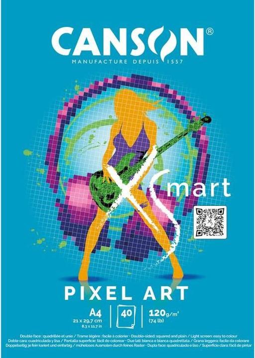 Actual product image Canson XS'MART PIXEL ART study pad, DIN A4 white, smooth paper, chequered on one side, 40 sheets (A4, Checked)