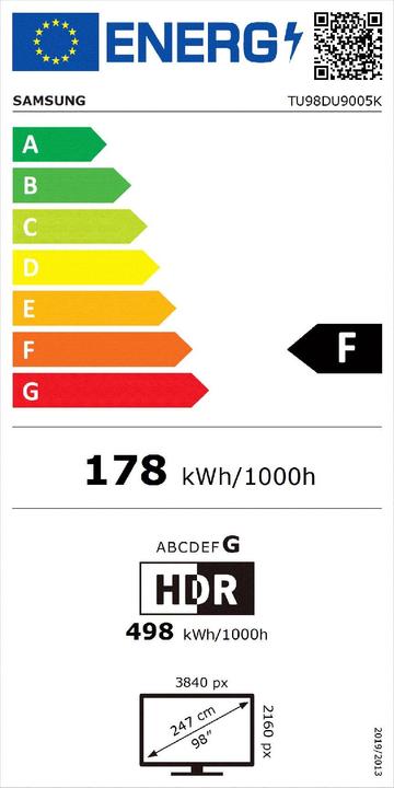 Energie-Label Samsung TU98DU9005K (98", LED, 4K)