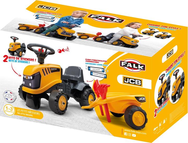 Actual product image Falk Toys JCB Orange tractor with trailer