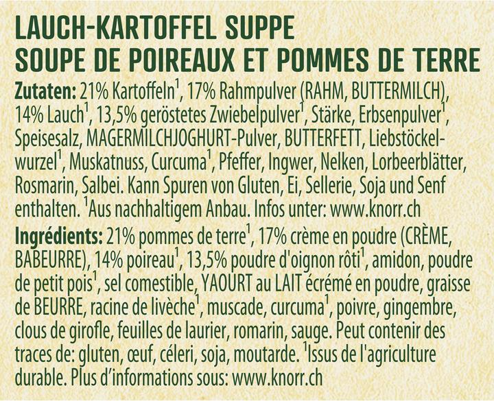 Valeurs nutritives et ingrédients Knorr 100% naturel Soupe de poireaux, pommes de terre et oignons, sachet de soupe, plat cuisiné
