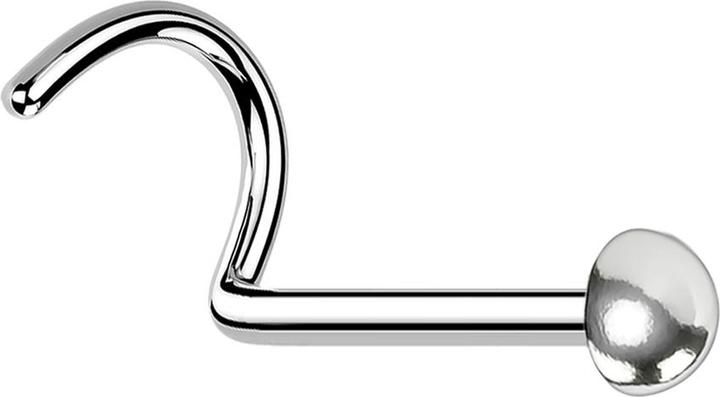 Produktbild Star Piercing Nasenstecker gebogen silber mit Kuppel (ohne Messing, Chirurgenstahl 316L)