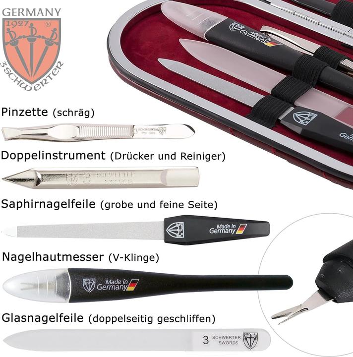 Actual product image Kellermann Nail Set Vittoria 7-pcs Wine Red Imitation Leather