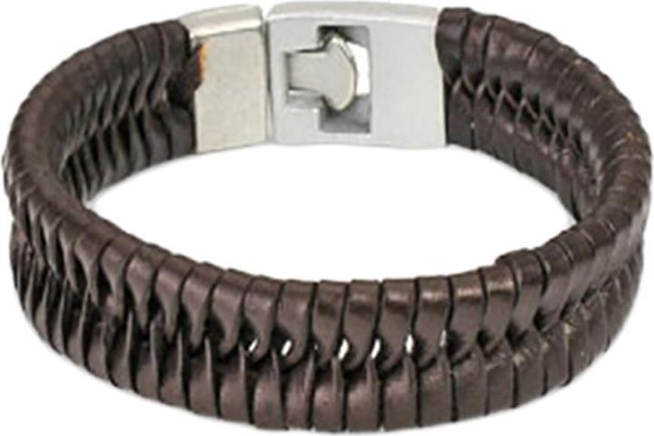 Produktbild Star Piercing Lederarmband braun mit Schuppen (Leder, ohne Messing)