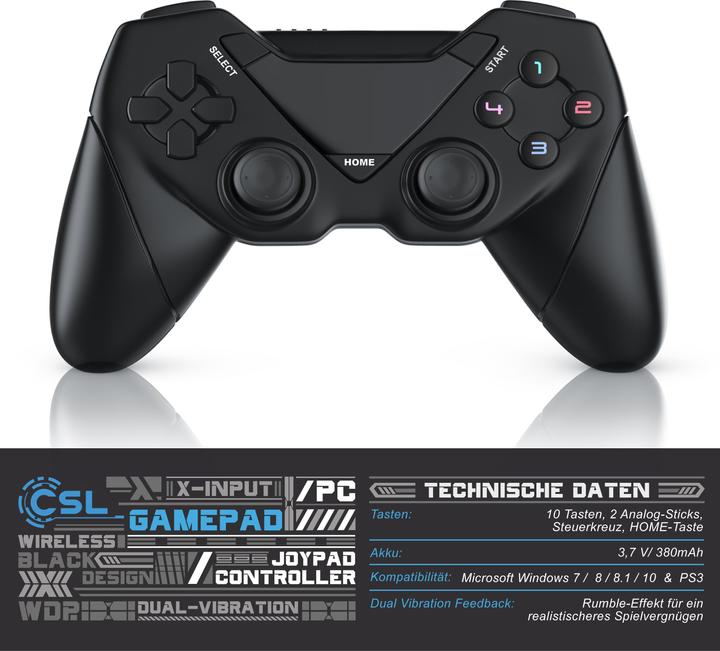 Produktbild CSL Gamepad, Wireless Controller für Android / PC / PS3 / X-Input / OTG Adapter (Android)