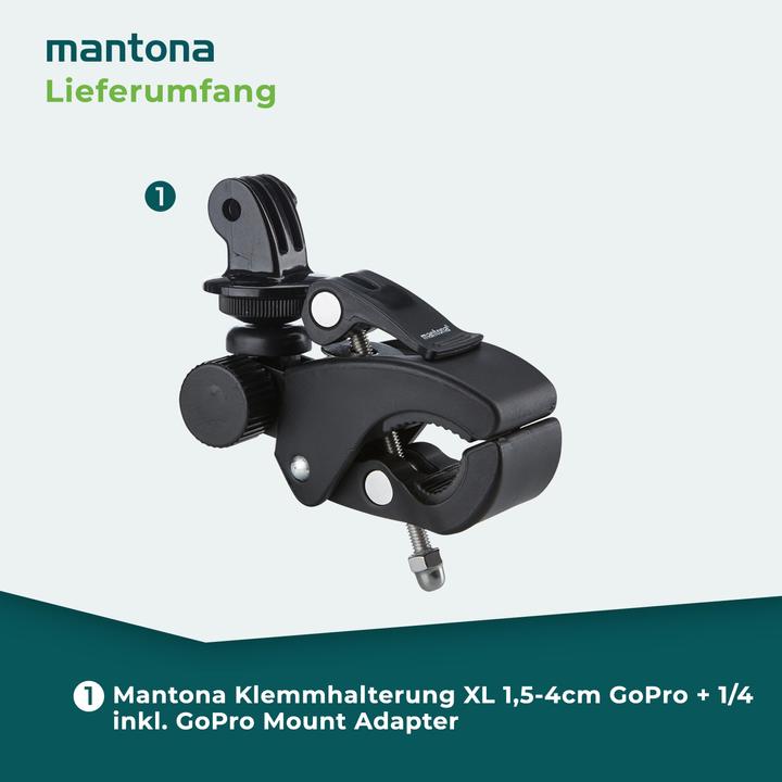 Actual product image mantona Clamp mounting XL (Hero 6, Hero 7, Hero 3+, hero 5, Hero 4, Hero 3, Hero 2)