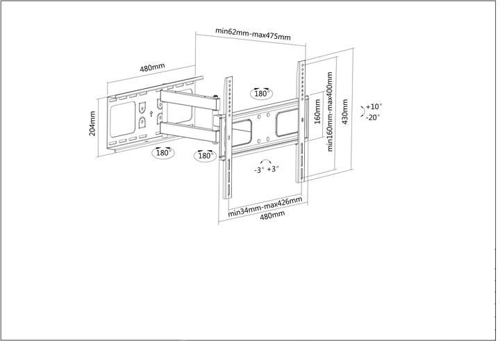 Produktbild Manhattan TV Wandhalterung (Wand, 55", 50 kg)