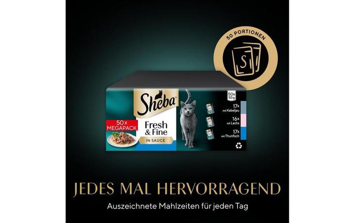 Image du produit Sheba Nassfutter Sauce mit Kabeljau, Lachs und Thunfisch, 50 (Adulte, 250 g)