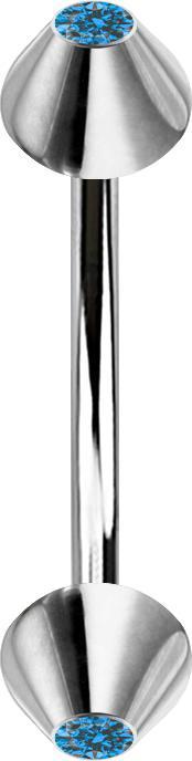 Actual product image Star Piercing Micro Banane silber mit zwei Cones Kristall hellblau (without brass, Surgical steel 316L)