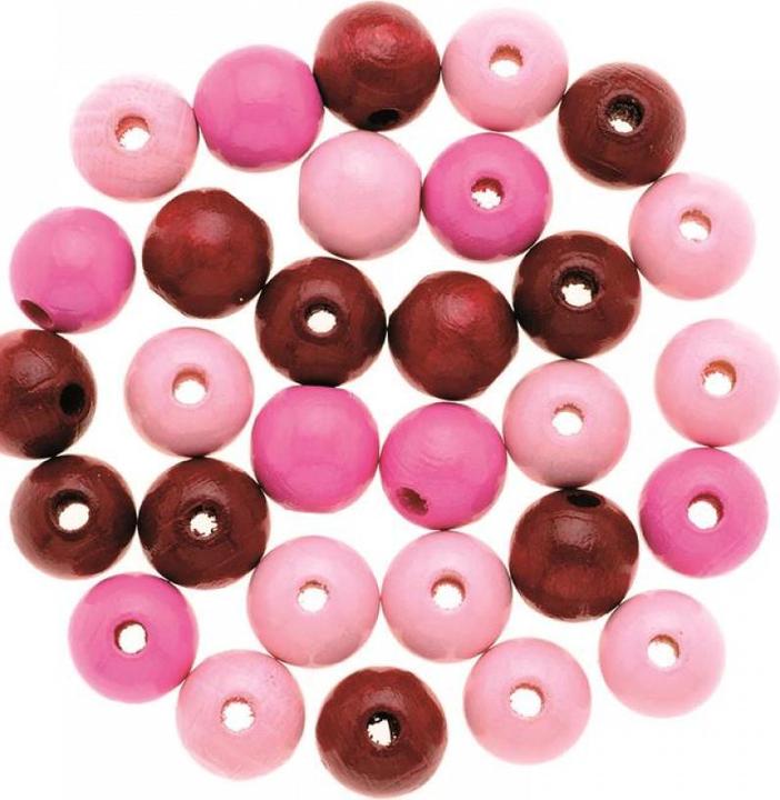 Image du produit Glorex Perles bois 8mm 80p. rose-mix FSC