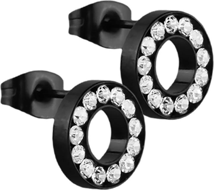 Image du produit Star Piercing Boucles d'oreilles Fake Tunnel noir avec cristal argenté (sans laiton, Acier chirurgical 316L)
