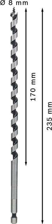 Produktbild Bosch Professional Zubehör PRO Wood Holzschlangenbohrer, 8 x 170 x 235 mm (6.35 mm)