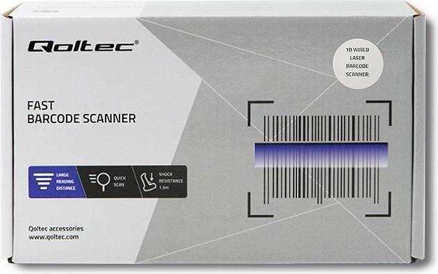 Produktbild Qoltec 50860 Barcodeleser Tragbares Barcodelesegerät 1D Laser (1D-Barcodes)