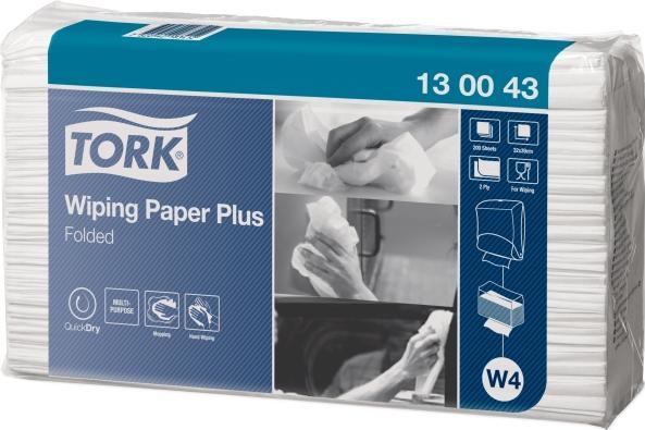 Tork Aftørringspapir Plus W4 2-lag hvid 130043 5x200ark - (1000 ark pr. karton) (200 x)