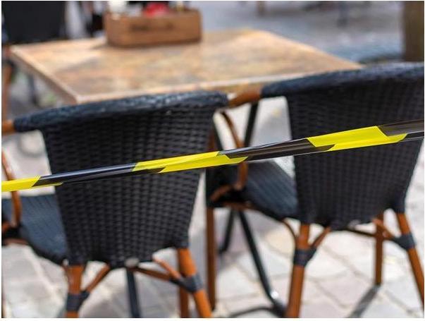 Actual product image Perel Black/yellow safety tape - 100 m - dispenser (80 mm)
