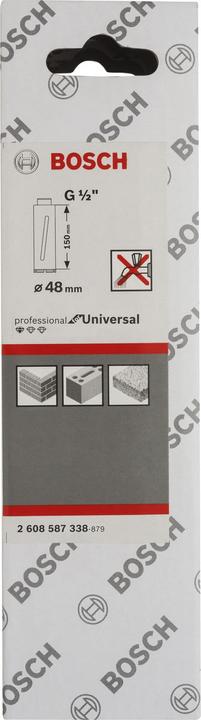 Produktbild Bosch Professional Zubehör Diamanttrockenbohrkrone G 1/2-Zoll, Standard for Universal, 48mm, 150mm, 3, 7mm (48 mm)