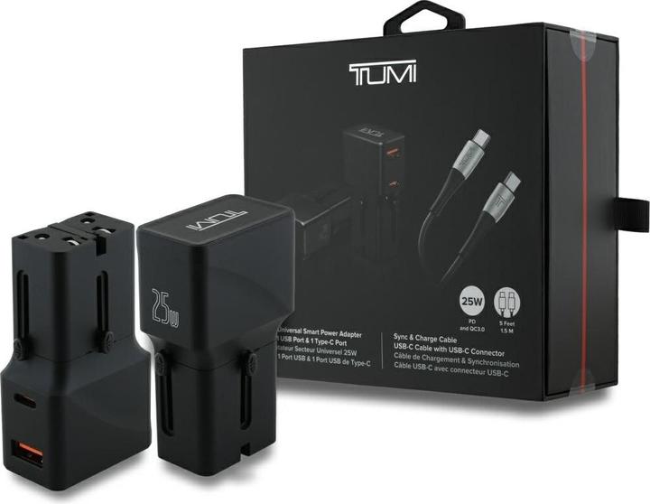 Produktbild Tumi Power Charger Travel Adapter 25W USB-C / USB-A + Cable USB-C/USB-C black