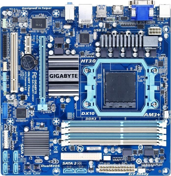 Actual product image Gigabyte GA-78LMT-USB3 R2 Rev1.0 (AM3+, AMD SB710, AMD 760G, mATX)