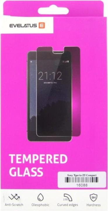 Actual product image Evelatus E5823 Xperia Z5 Compact Tempered glass (1 Piece, Sony Xperia Z5 Compact)