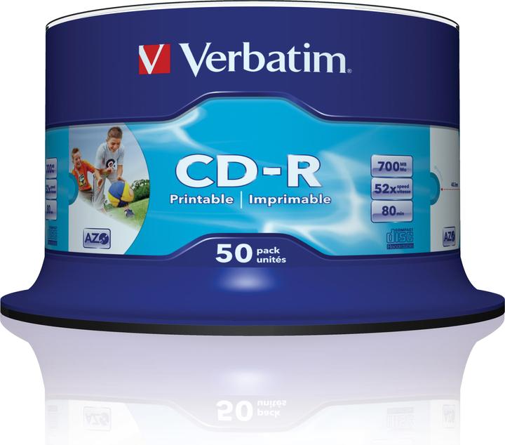 Produktbild Verbatim CD-R, 700MB, 52x, Spindel, bedruckbar (50 x)