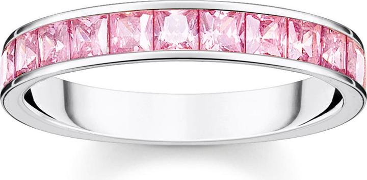 Thomas Sabo Ring mit Pinken Steinen Pavé Silber (56, 925 Silber)