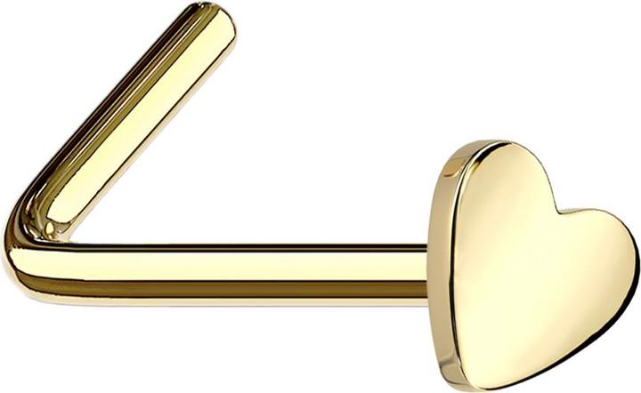 Produktbild Star Piercing Nasenstecker gewinkelt vergoldet mit Herz (Titan G23, ohne Messing)