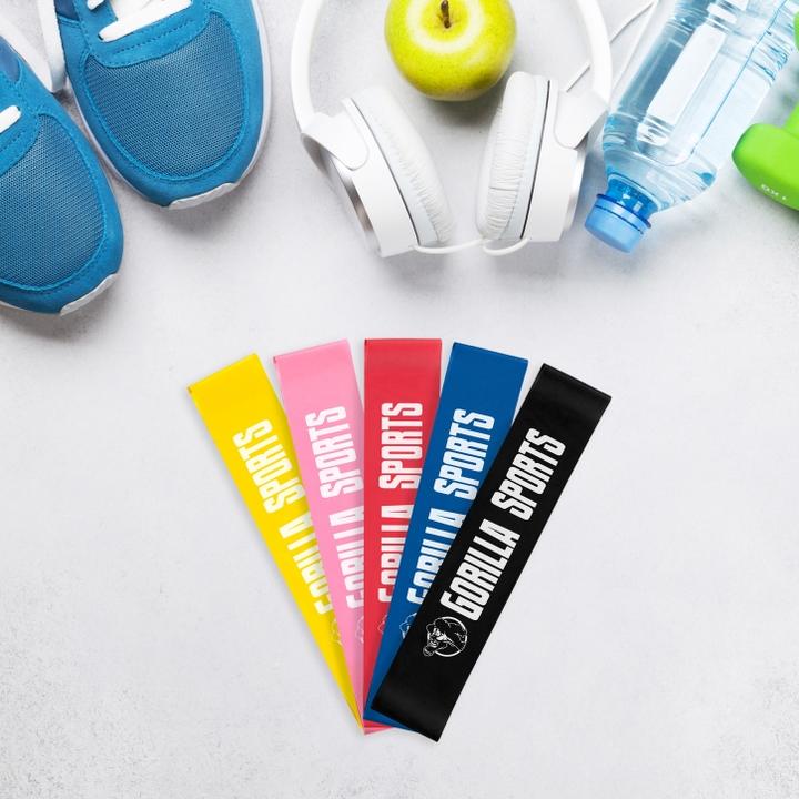 Immagine prodotto Gorilla Sports Set di bande di resistenza (0.50 m, Extra Light, Light, Medio, Strong, Extra strong)